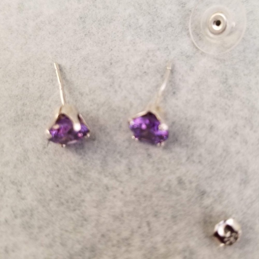 Pierced Earring Studs-Amethyst -
